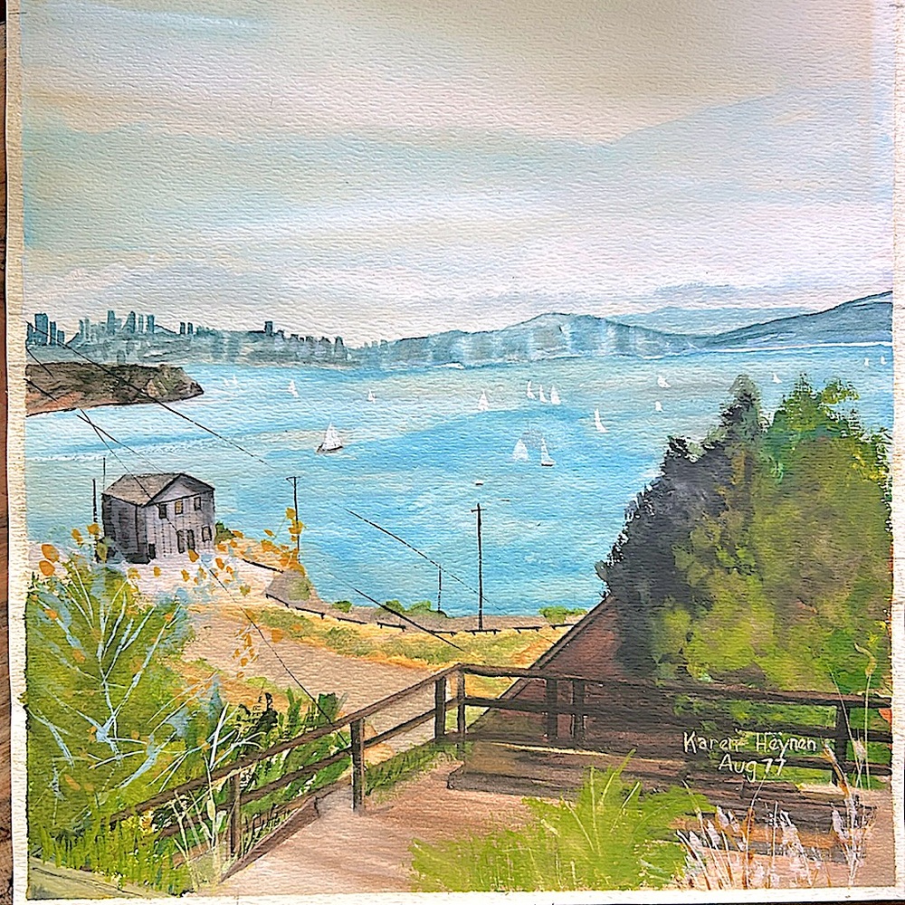 A View of The Bay Original Watercolor Signed